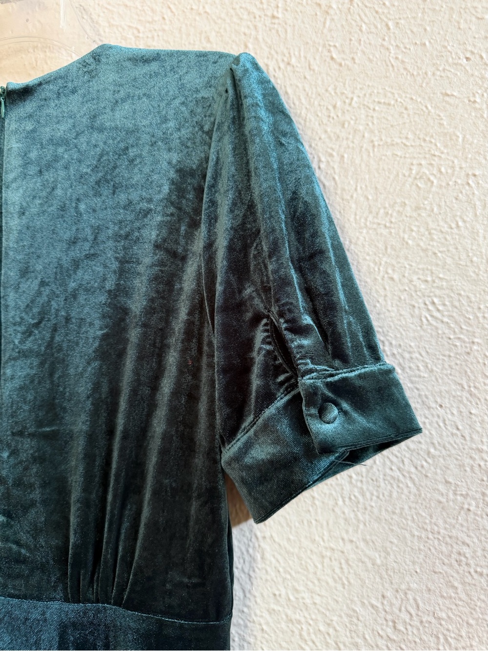Bohme green vneck velvet button up midi dress - Picture 3 of 6